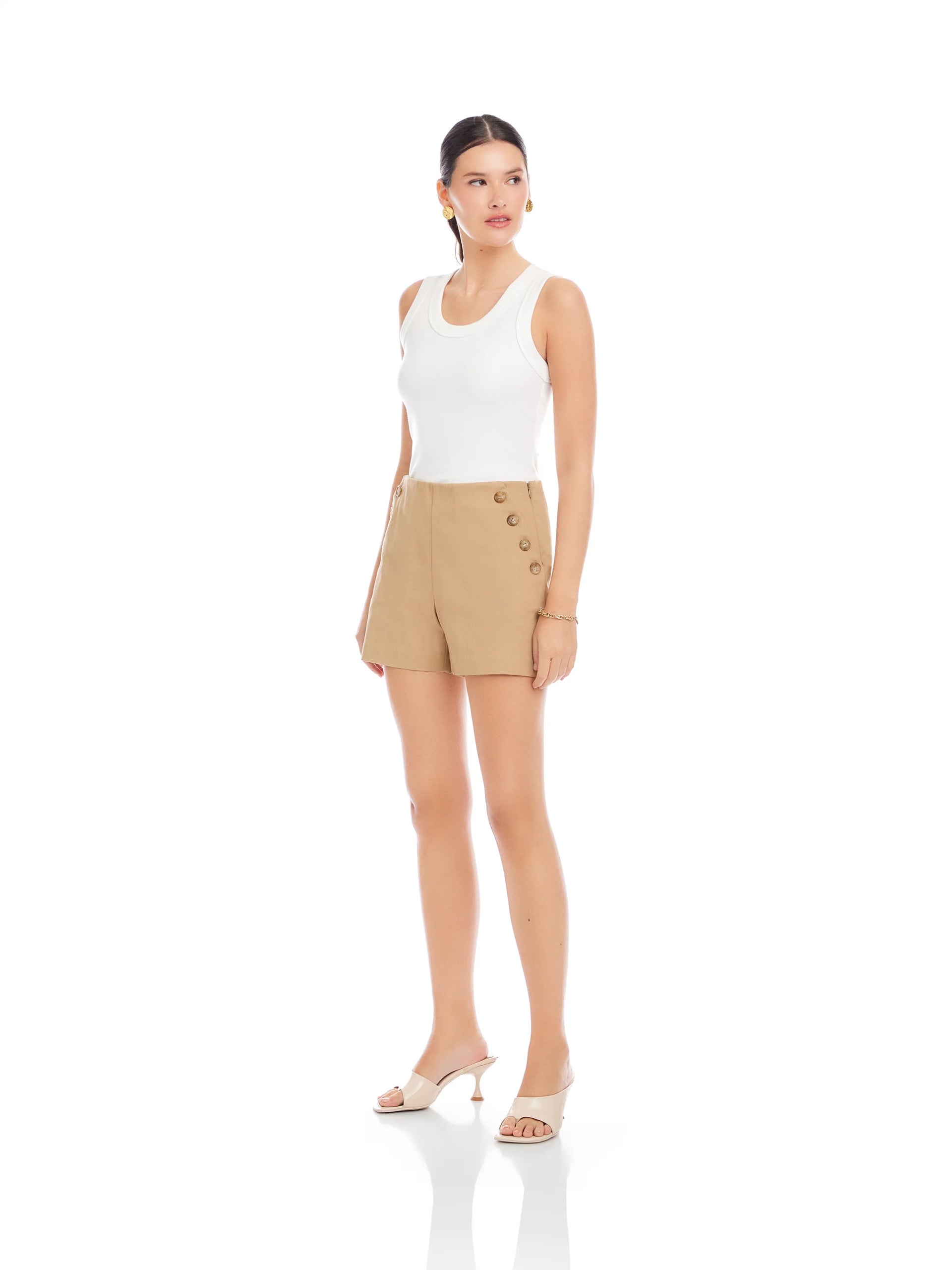 Button Pocket Shorts- Khaki
