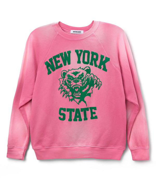 New York State Bear Vintage Sweatshirt- Sun Faded Pink
