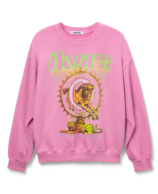 The Doors Strange Days BF Crew Sweatshirt- Pink Sugar