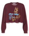 Elton John Yellow Brick Road Cutoff Sweatshirt- Dark Cherry