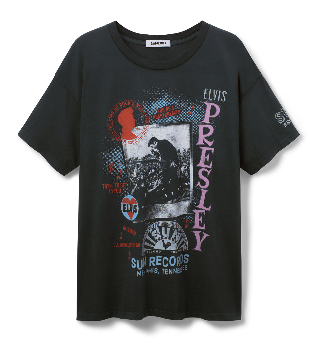 Sun Records Elvis Polaroid Collage Merch Tee- Vintage Black