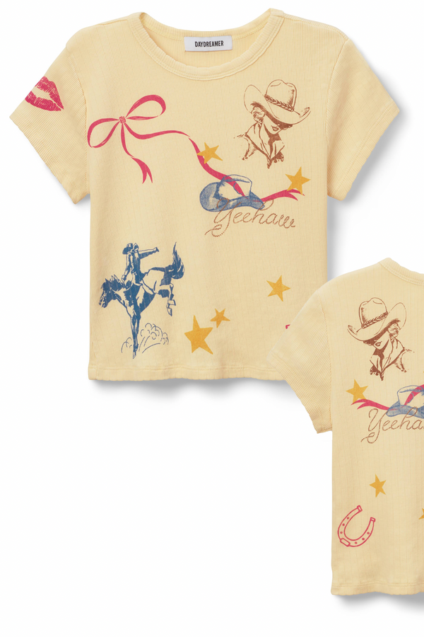 Western Flash Pointelle Tee- Better Yellow
