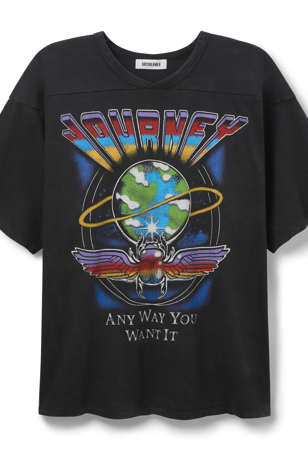 Journey Any Way You Want It Oversized Jersey Tee- Reactive Black Acid