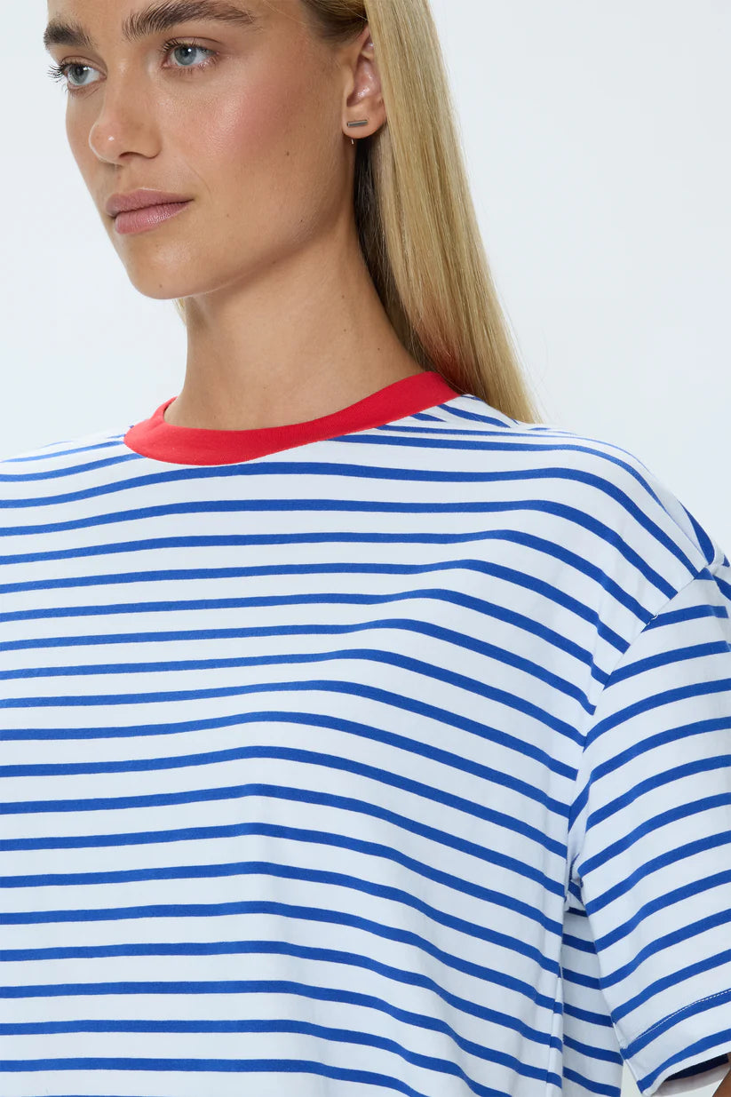Mae Stripe Cropped Tee- Maritime Red