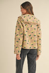 Floral Print Shearling Jacket- Taupe