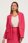 Long Sleeve Crochet Blazer- Raspberry Sorbet