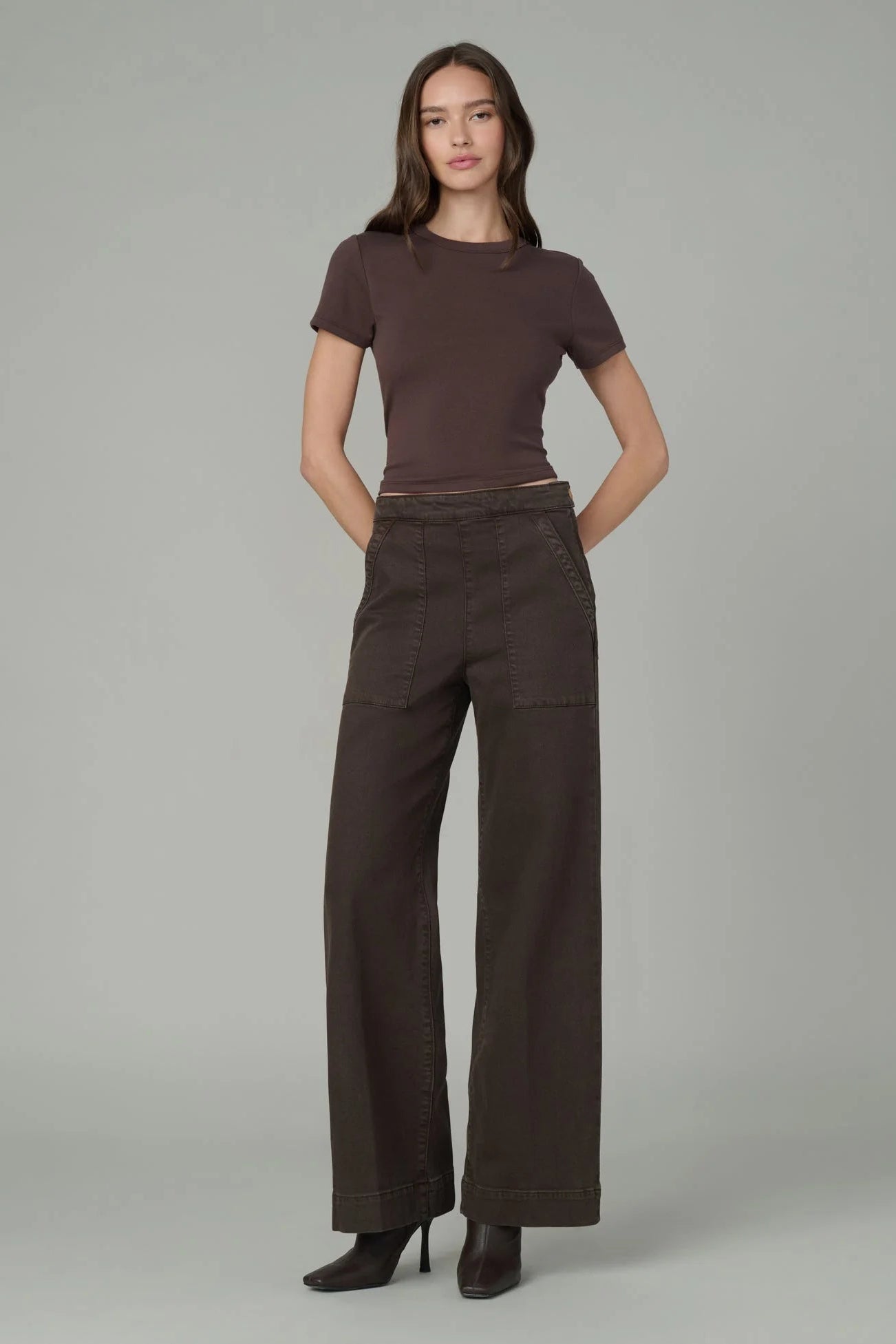 The Side Zip Wide Leg- Coffee Bean