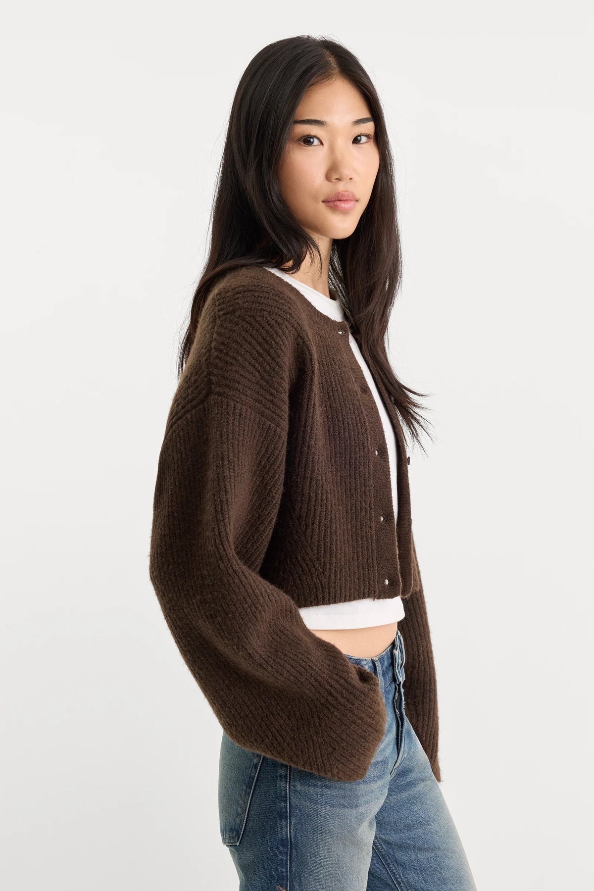 The Chunky Knit Cardigan in Espresso