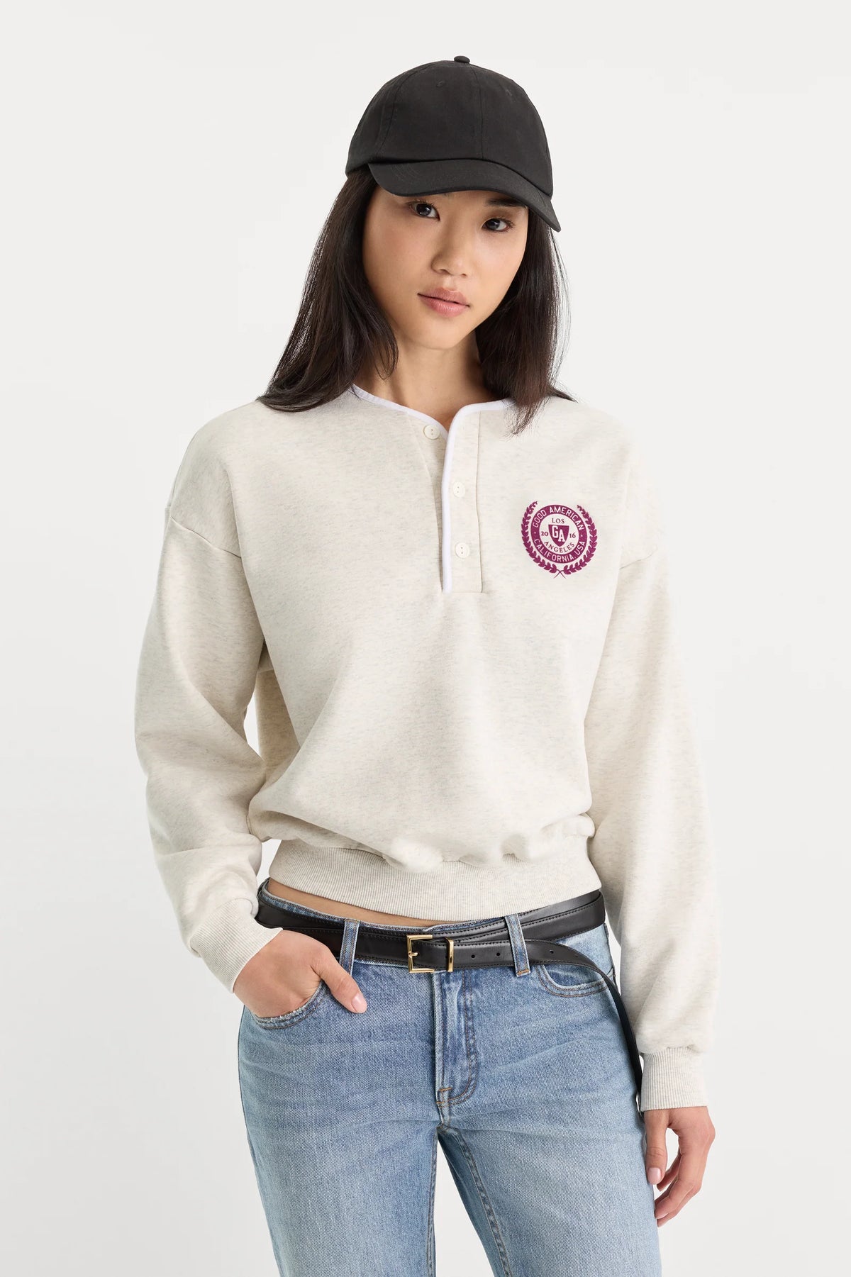 The Brushed Fleece Henley in Oatmeal