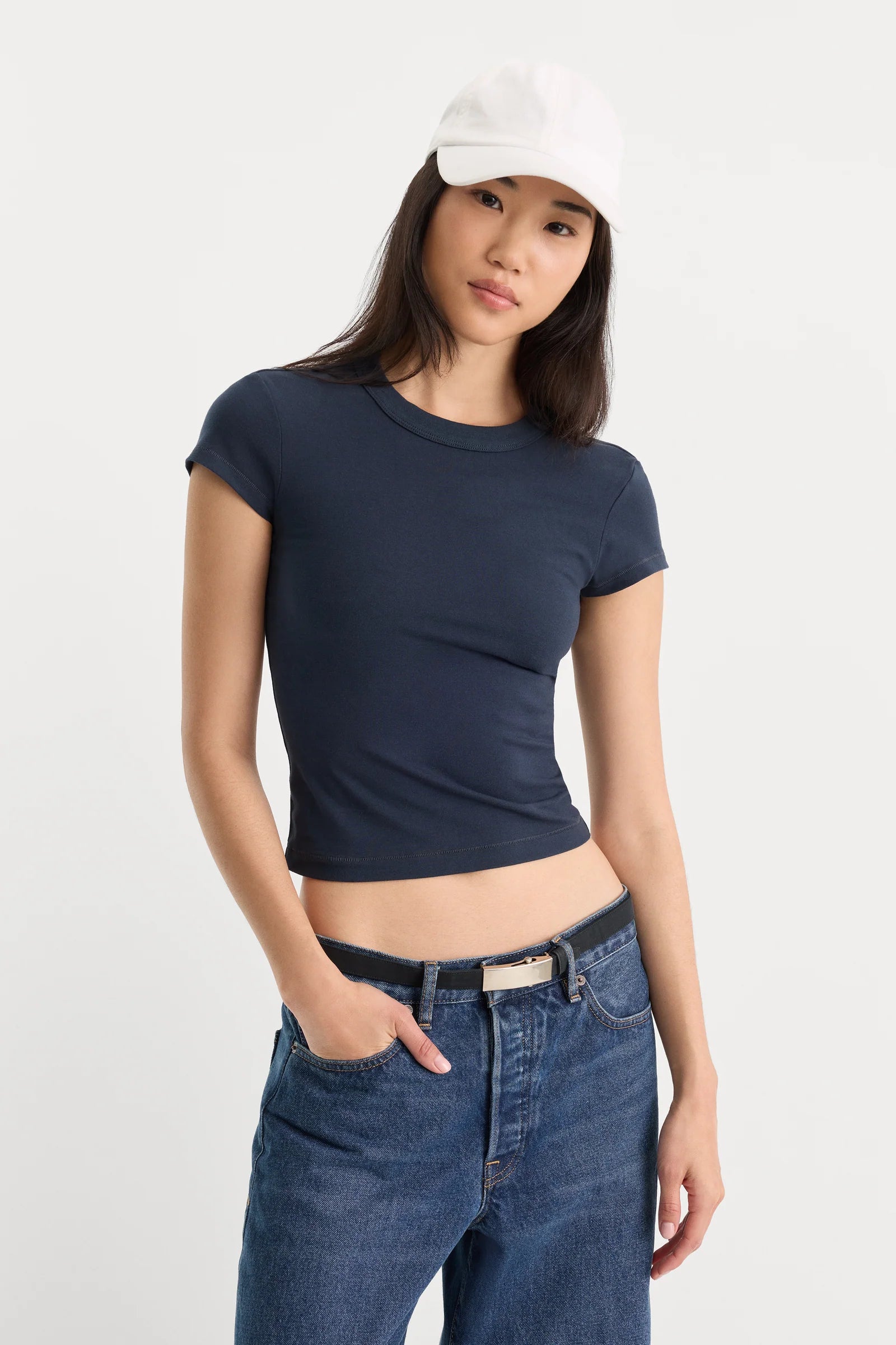 The Cap Sleeve Tee in Navy
