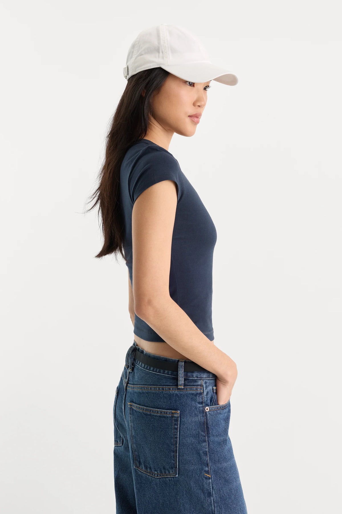 The Cap Sleeve Tee in Navy