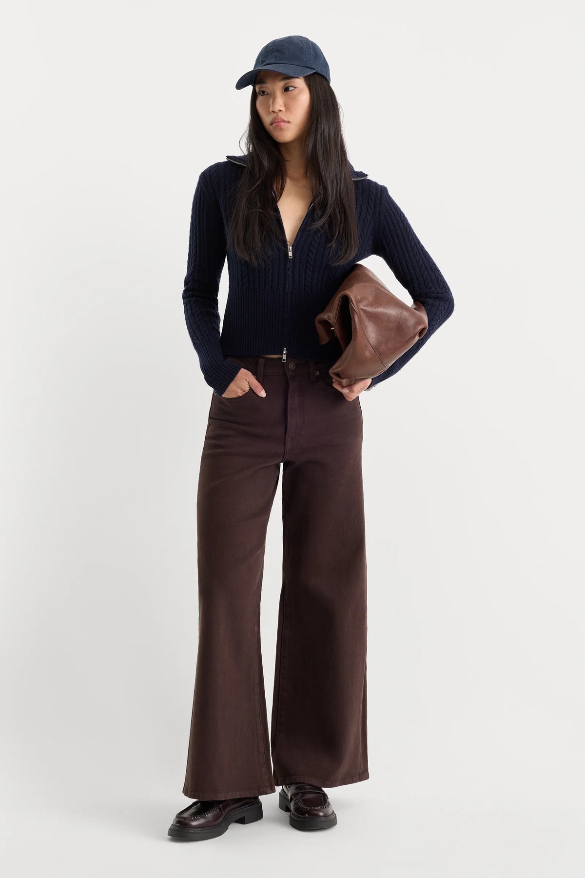 Good Waist Palazzo Ankle Jeans in Espresso