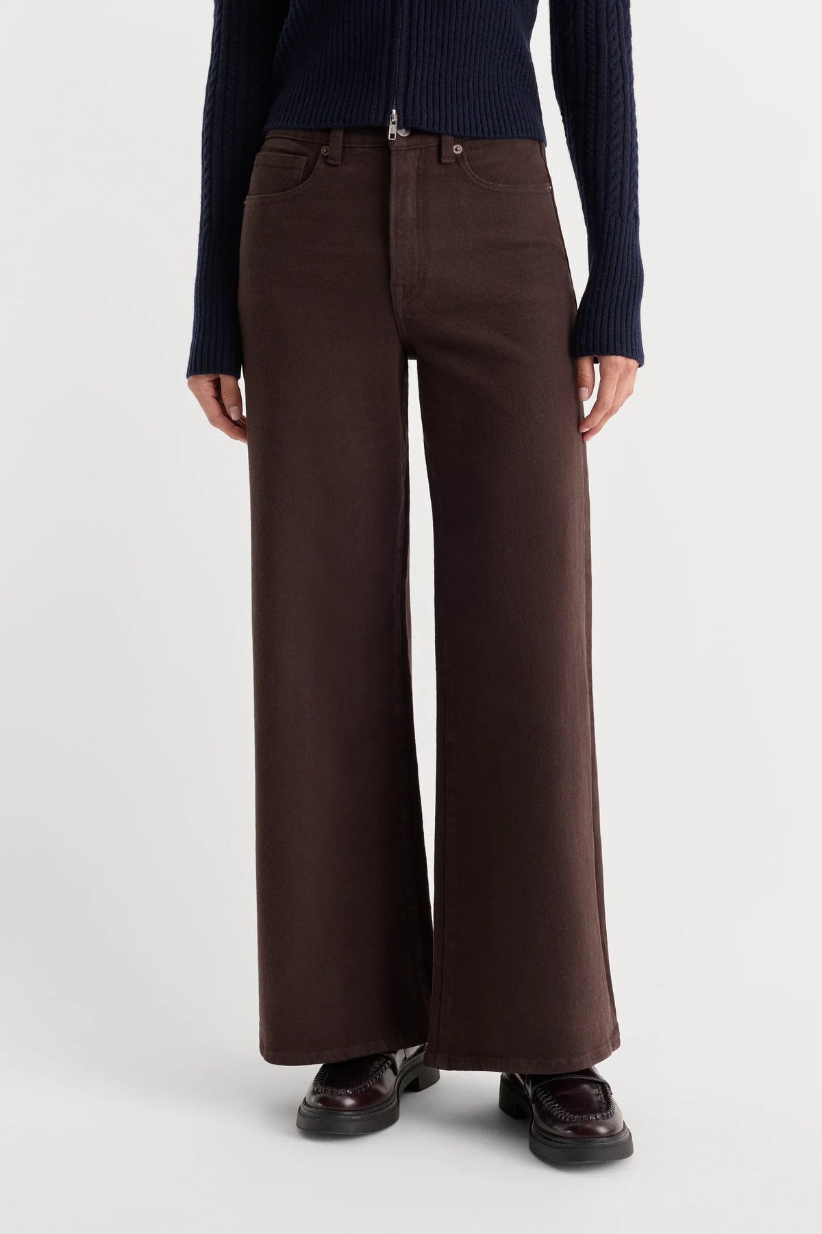 Good Waist Palazzo Ankle Jeans in Espresso