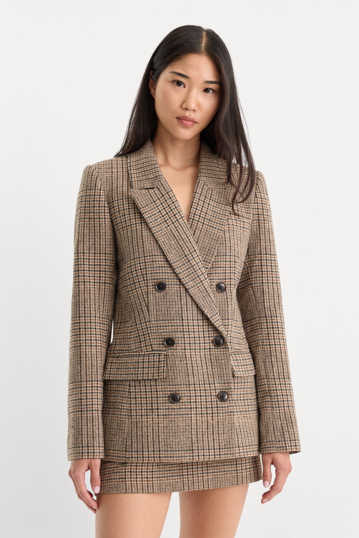 The Double Breasted Blazer in Brown Plaid