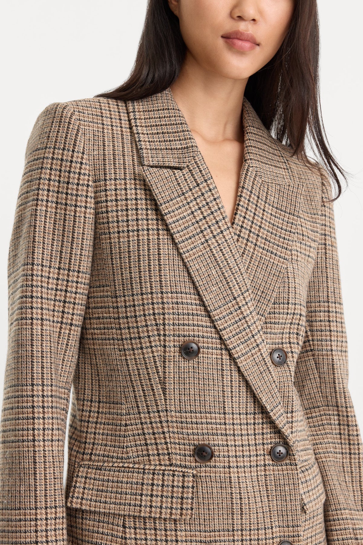The Double Breasted Blazer in Brown Plaid