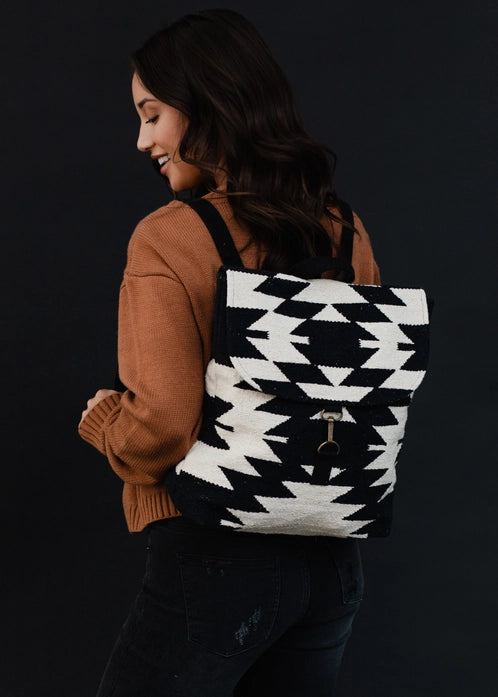 Cream and Black Aztec Backpack