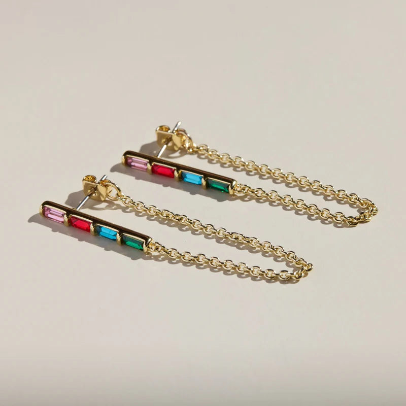 Multicolor Lucia Statement Earrings-Gold