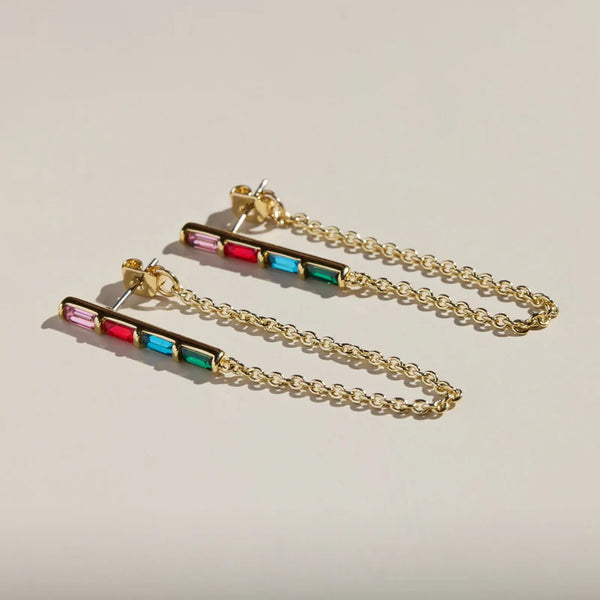 Multicolor Lucia Statement Earrings-Gold