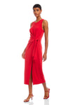 Maddie Side Knot Midi Dress- Cherry Red