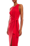 Maddie Side Knot Midi Dress- Cherry Red
