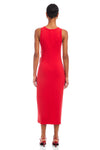 Maddie Side Knot Midi Dress- Cherry Red