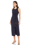 Maddie Side Knot Midi Dress- Navy