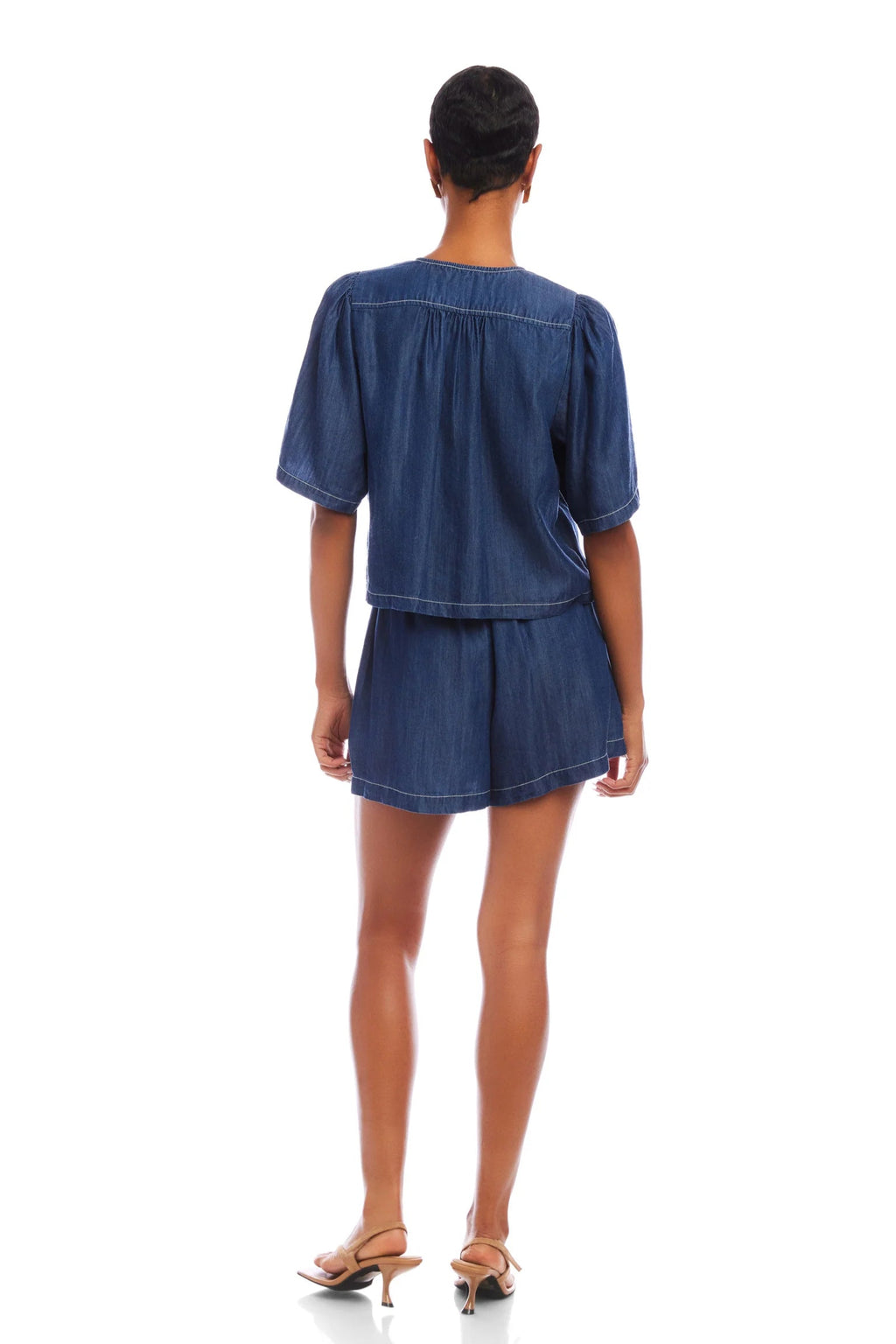 Nadine Bow Detail Top- Indigo