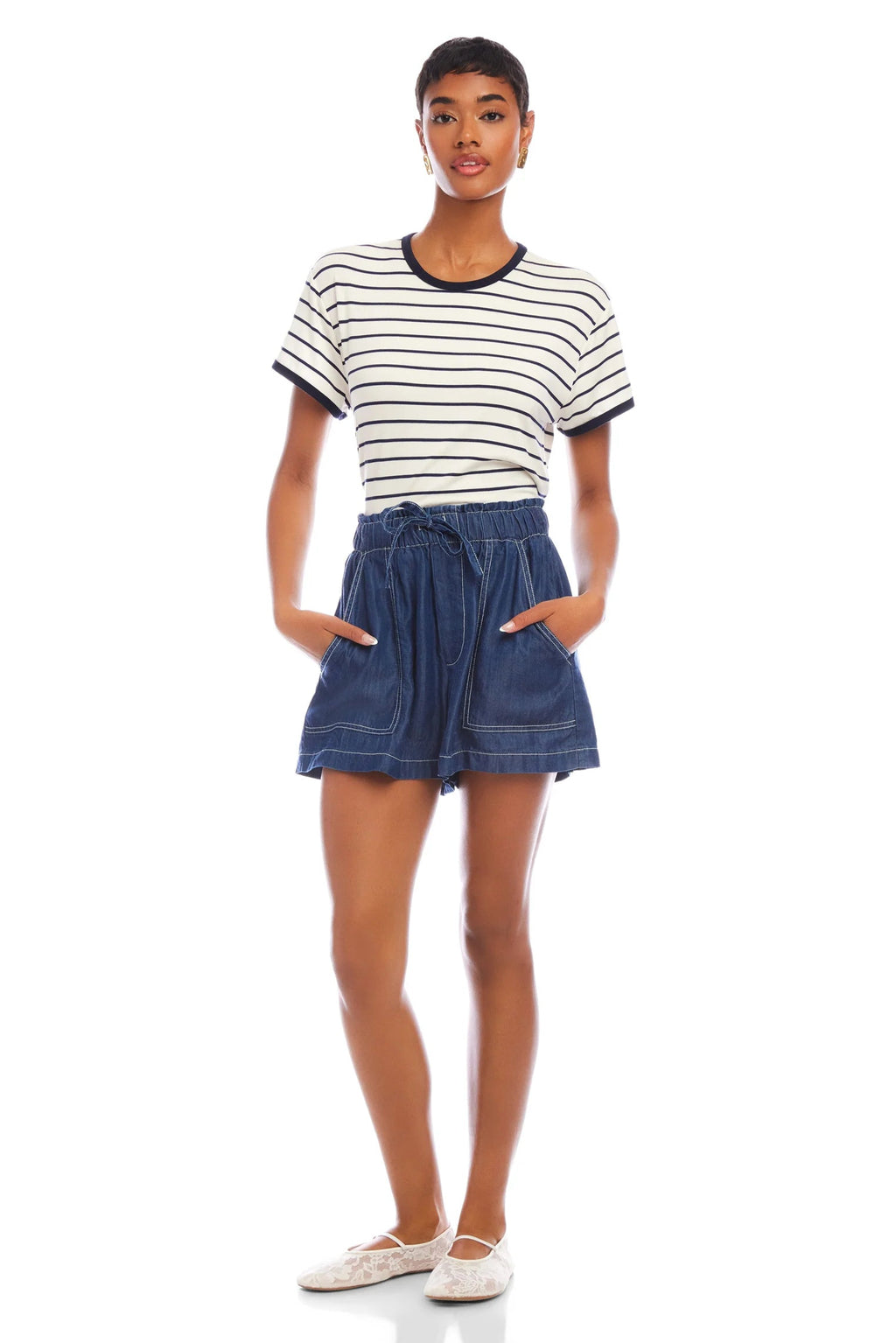 Carreen Patch Pocket Shorts- Indigo