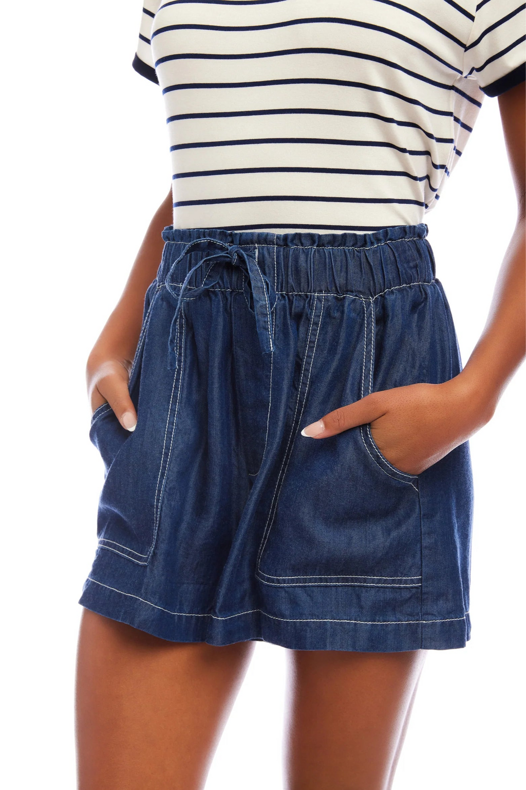 Carreen Patch Pocket Shorts- Indigo