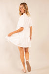 Smocked Eyelet Mini Dress—White