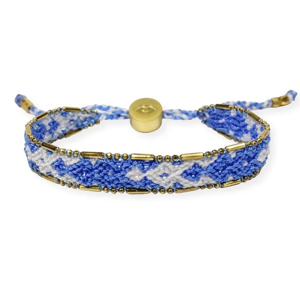 Bali Friendship Bracelet- Azure Blue and White
