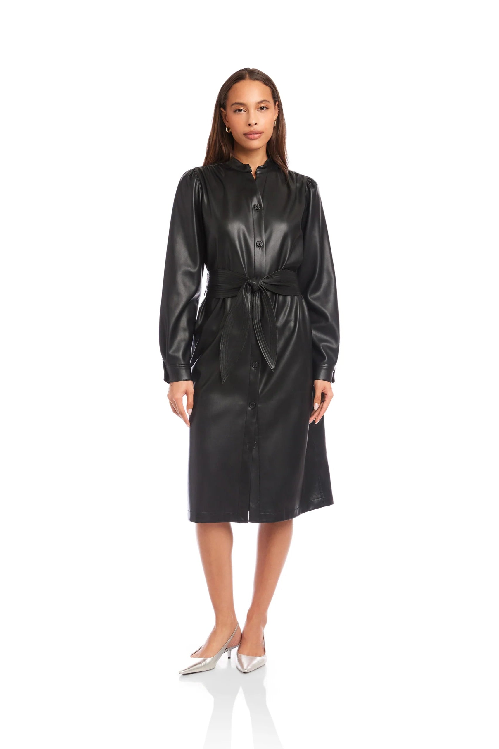Jennifer Faux Leather Dress- Black