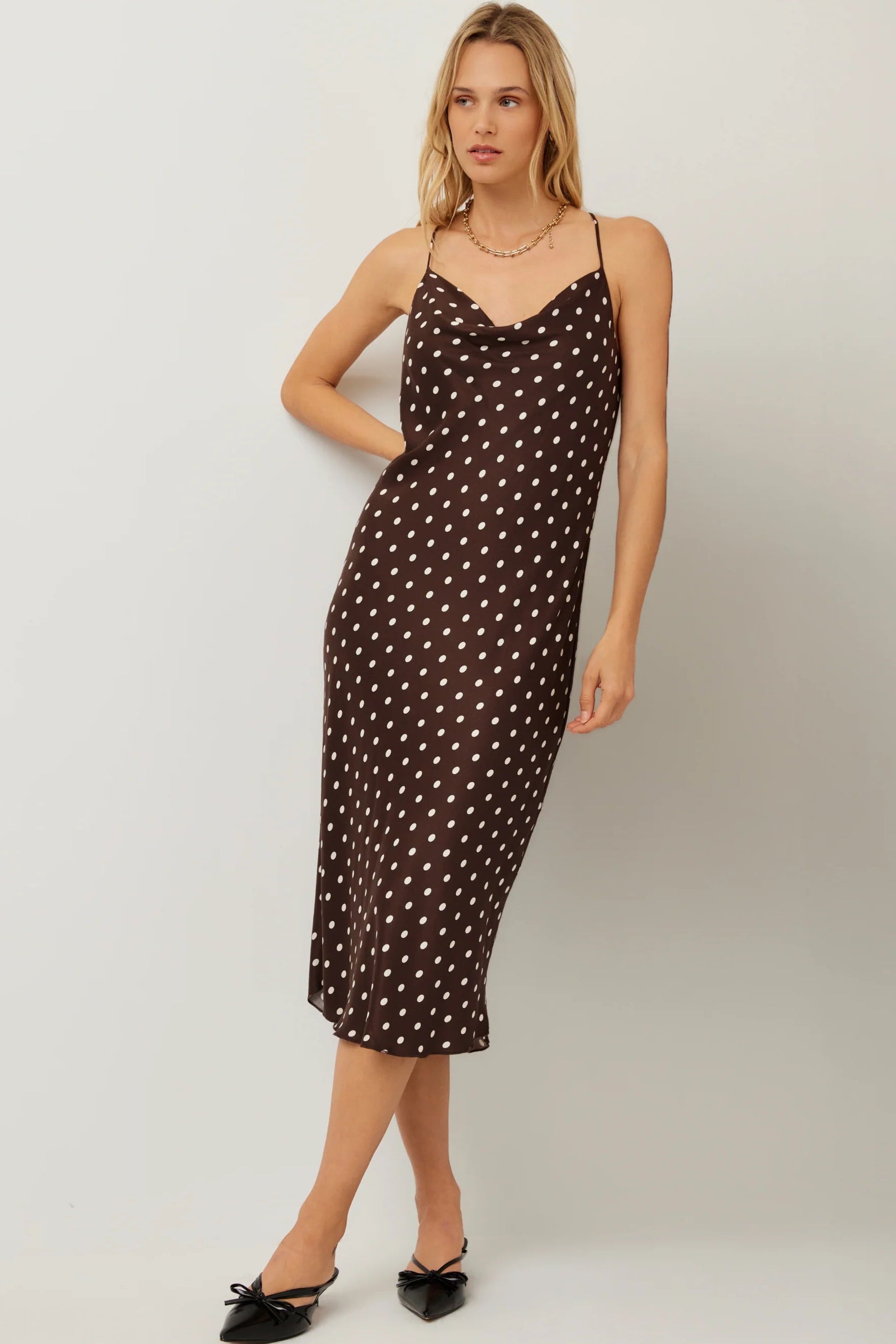 Vanessa Racer Back Bias Dress- Brown and Cream