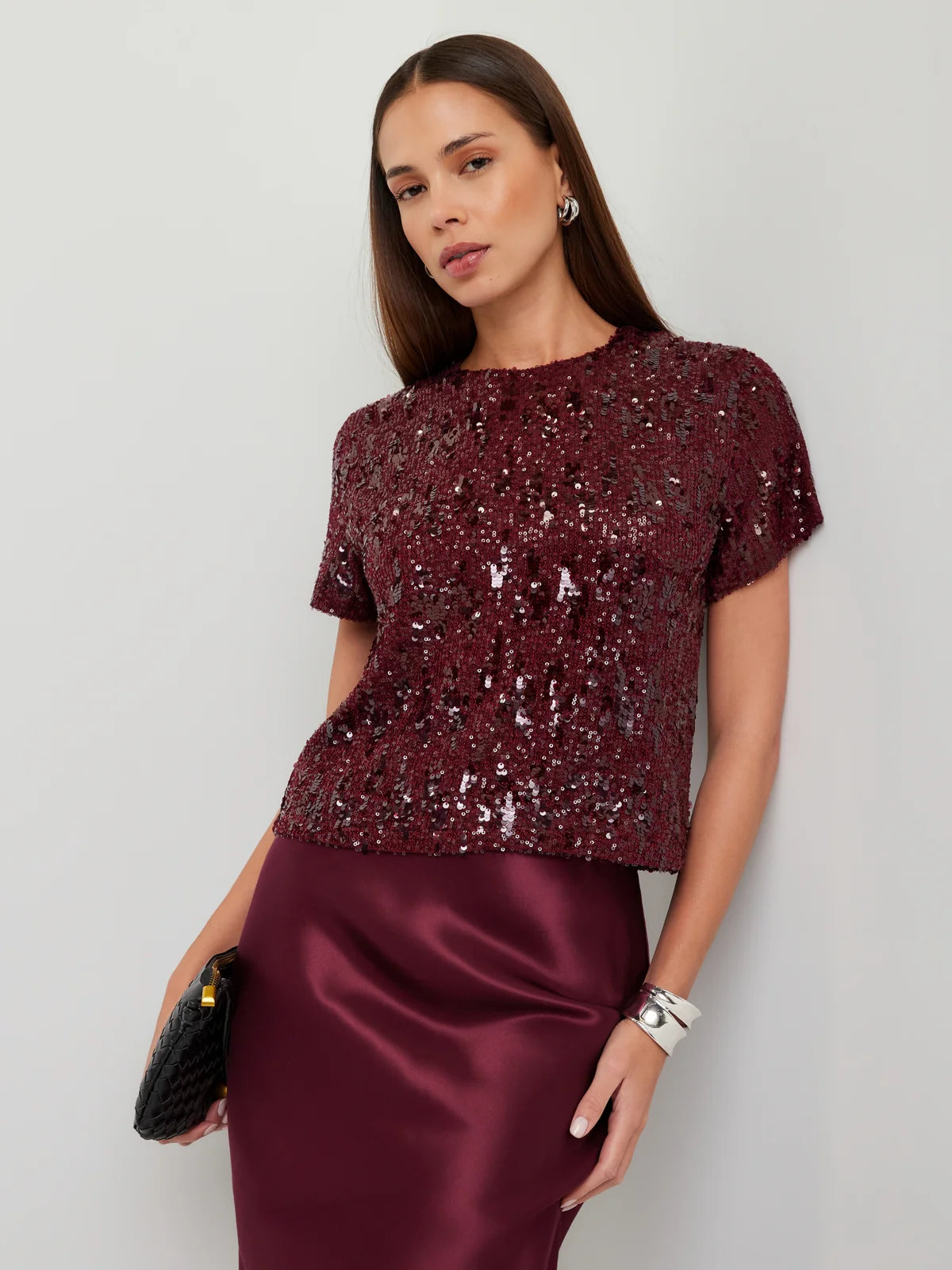 Stacey Sequin Top- Merlot
