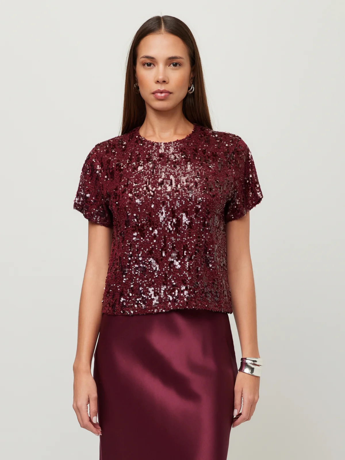 Stacey Sequin Top- Merlot