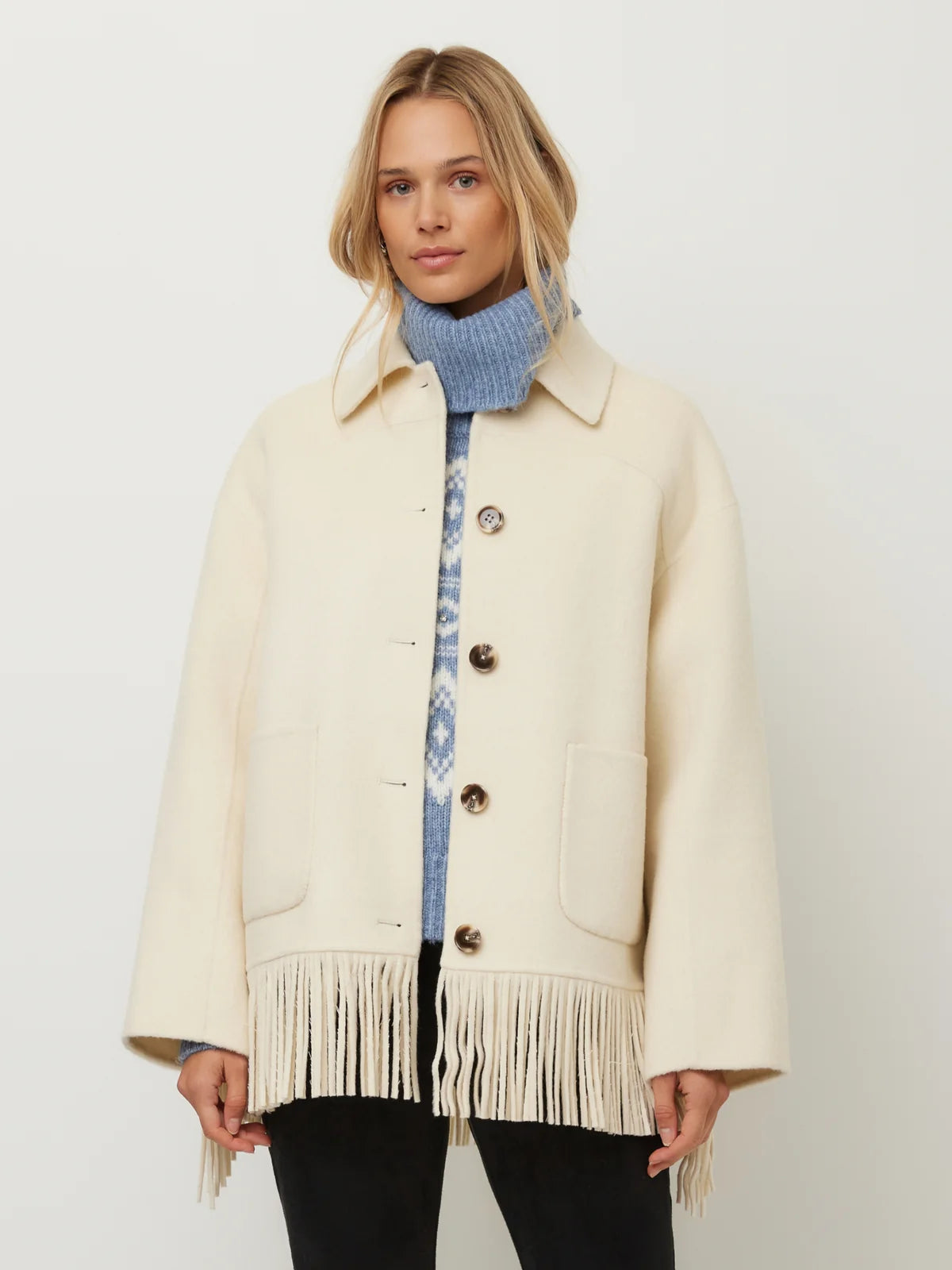 Yara Fringe Jacket in Cream