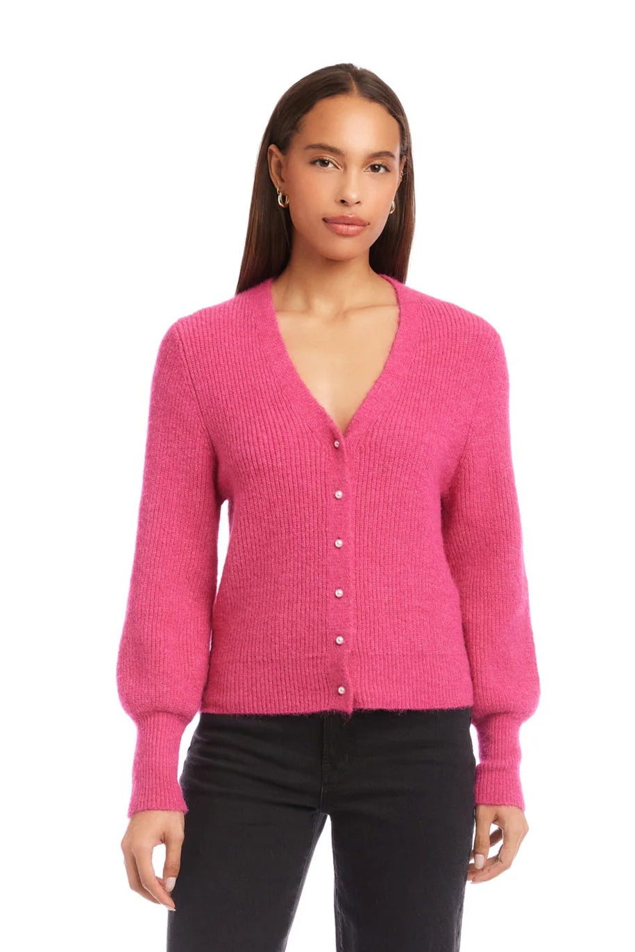 Kennedy Cardigan Sweater- Hot Pink