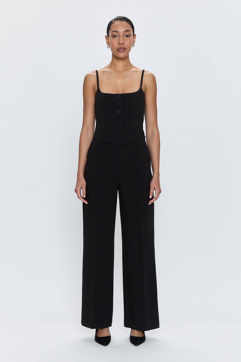 Marcia Wide Leg Pantsuit- Black