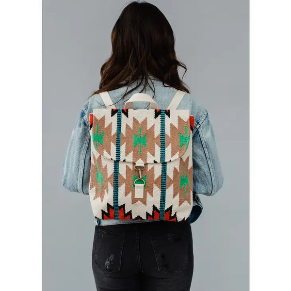Cream Multicolored Aztec Backpack