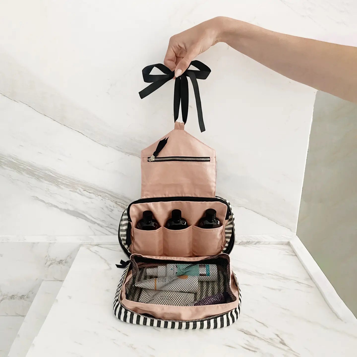 Folding/Hanging Toiletry Case- Striped