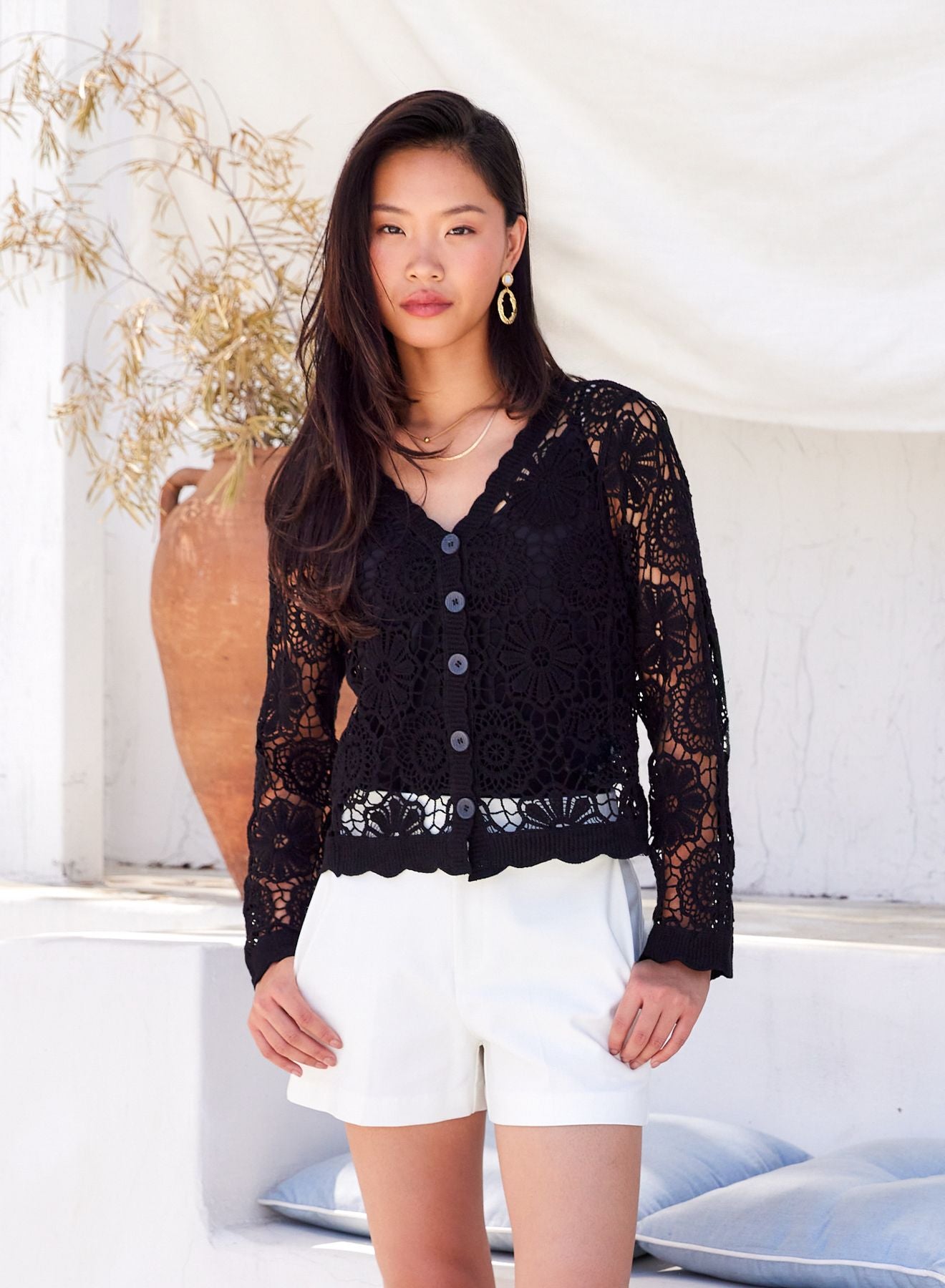 Nelly Crochet Soft Jacket- Black