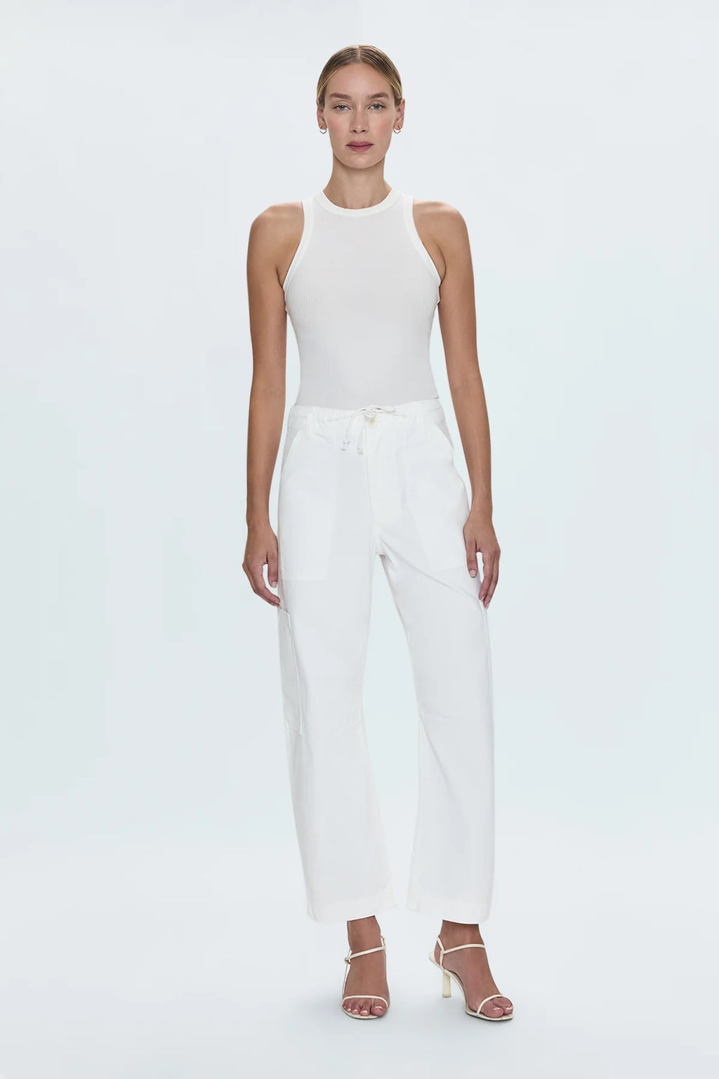 Sabrina Curved Utility Pants- White