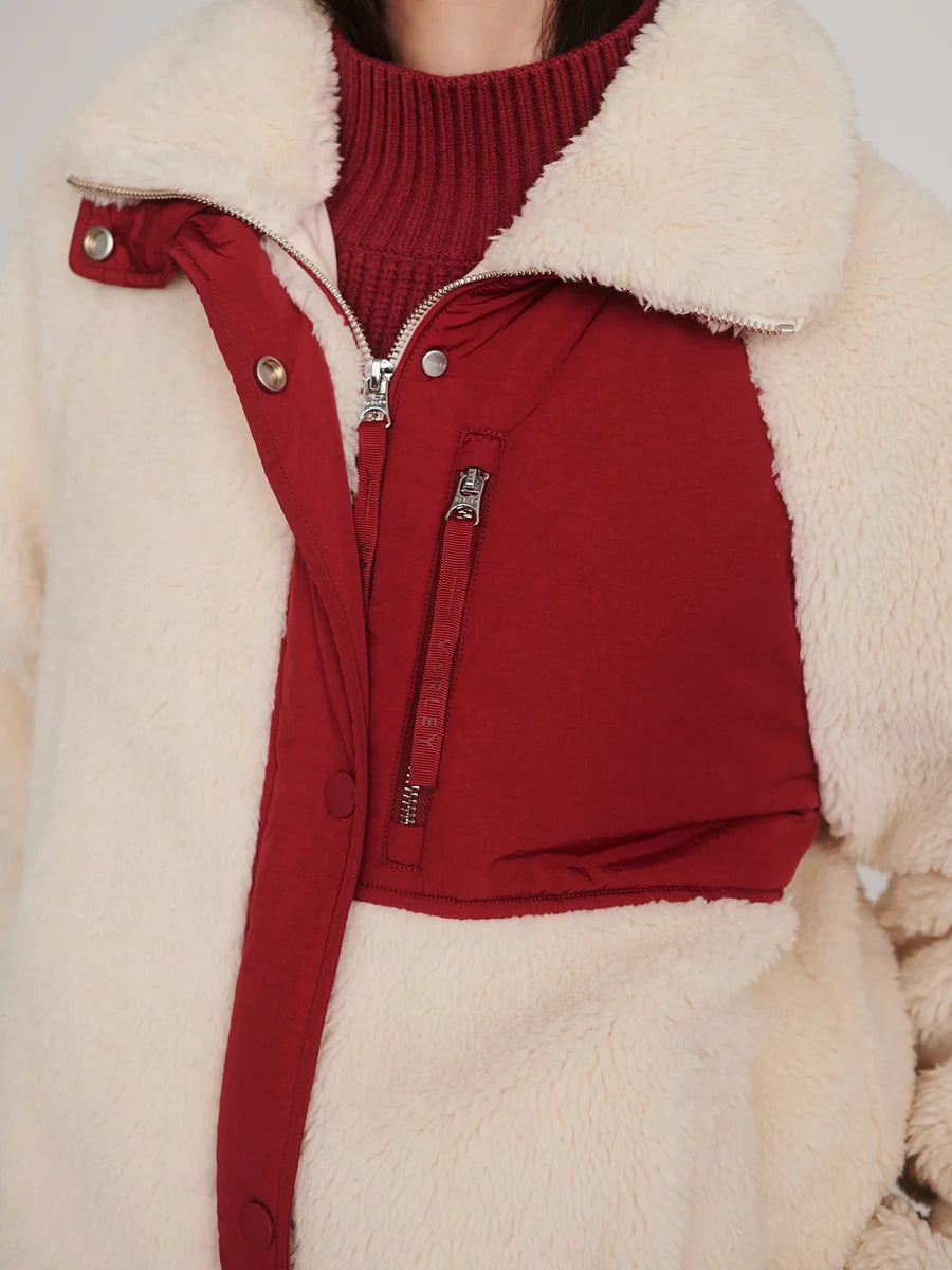 Kalyn Sherpa Jacket in Sandshell/Rumba Rose