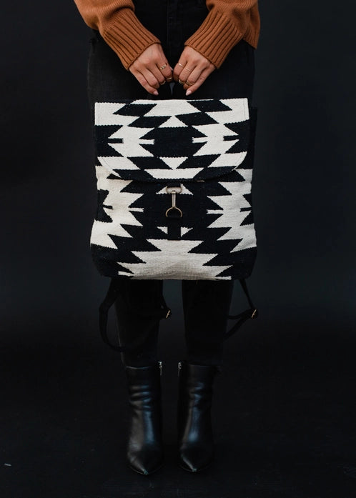 Cream and Black Aztec Backpack