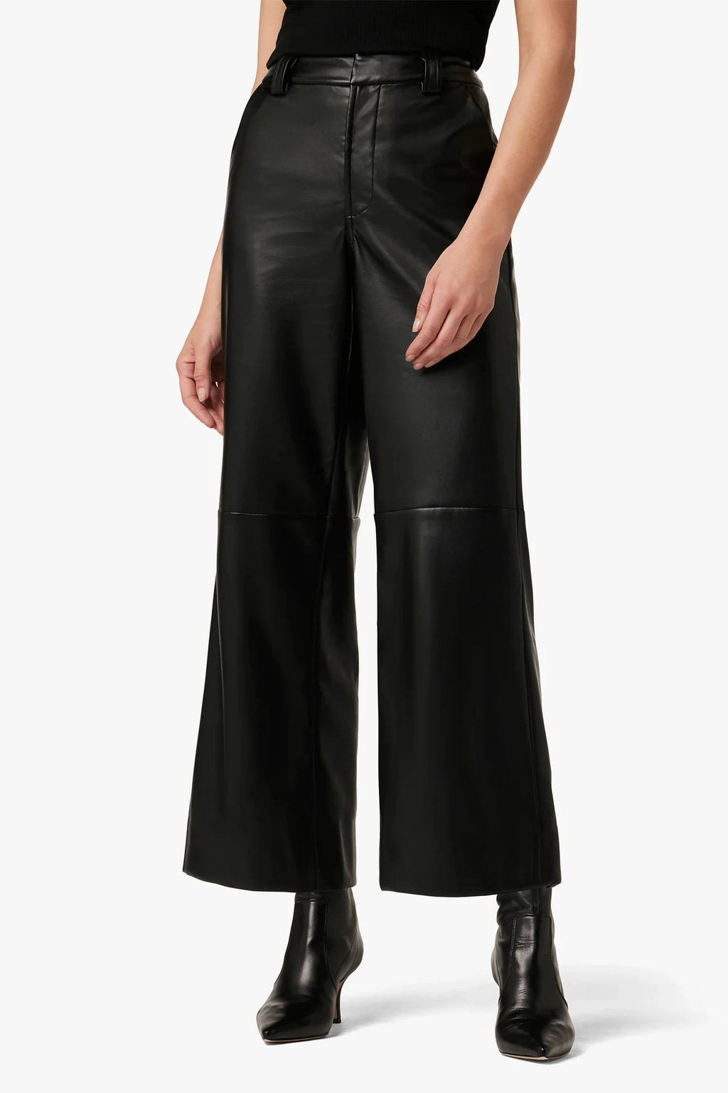 The Mia Vegan Leather Crop Trouser- Black