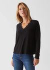 Bebe Relaxed V-Neck With Lace- Black