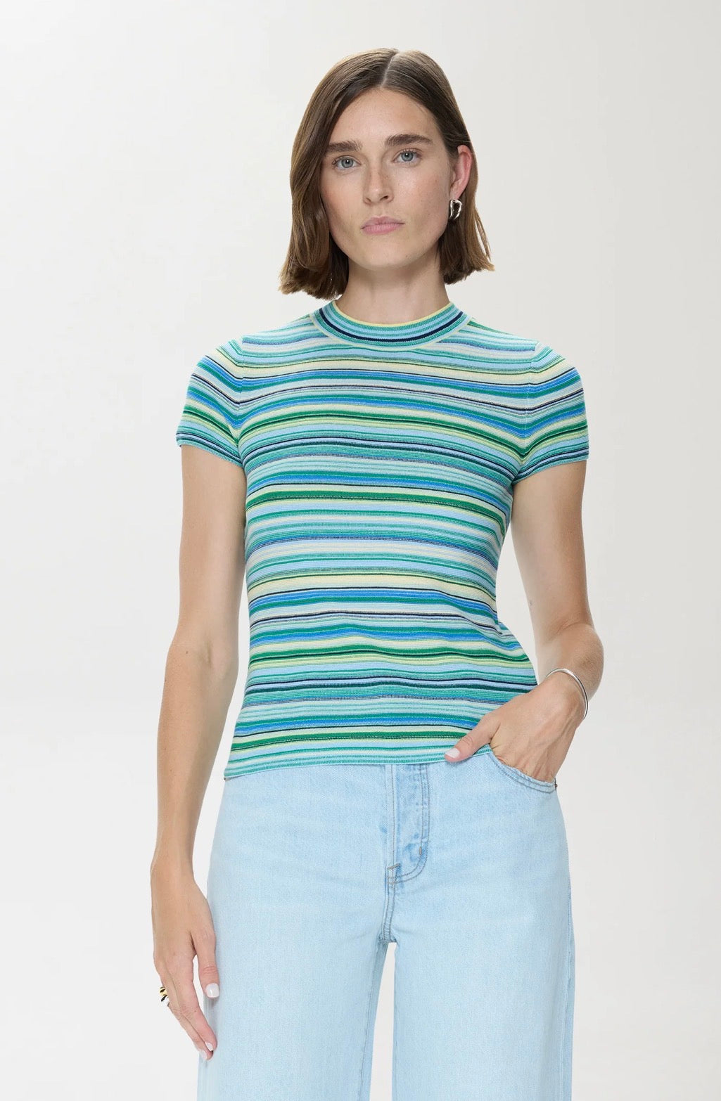 Selene Stripe Tee- Blue Green Multi