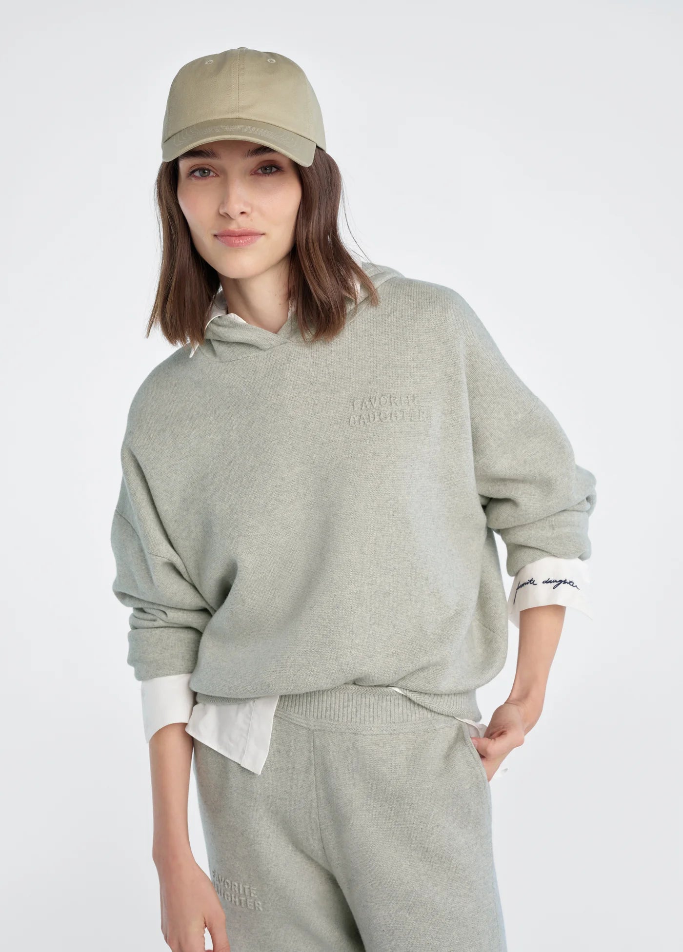 The Cropped Fatigue Sisters Hoodie- Heather Grey