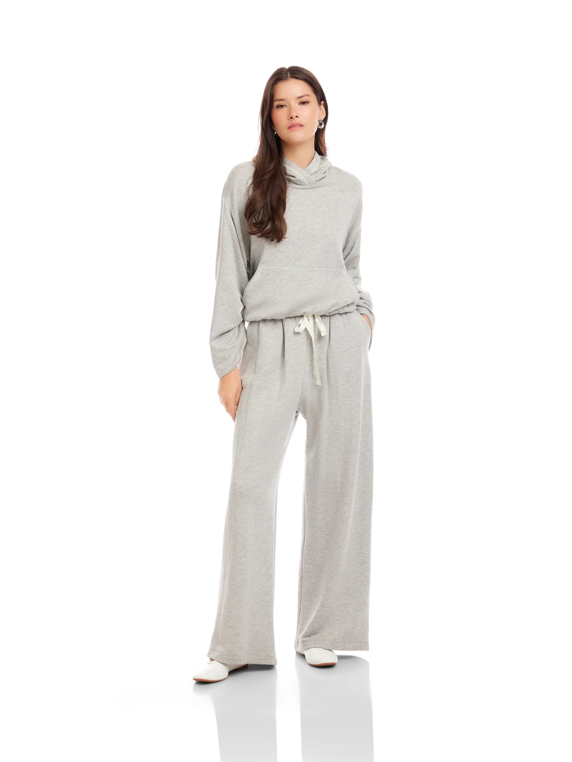 Lani Wide Leg Pants- Light Heather Grey