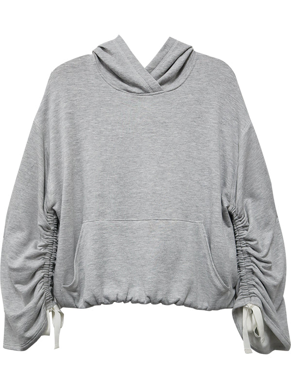 Makenna Bubble Sweatshirt- Light Heather Grey